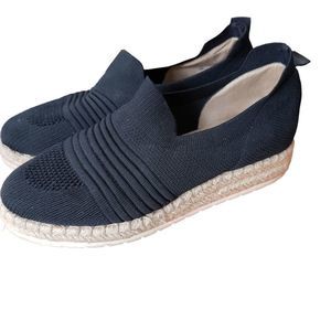 Sh149 Adrienne Vittadini Black Ladies Espadrille Size 8